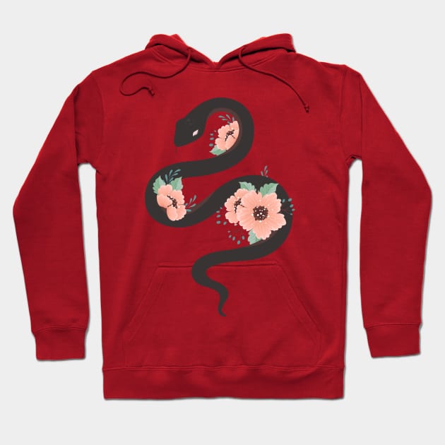 Snake With Flower Hoodie by Mako Design 